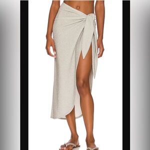 Good American Silver Sparkle Foil Leg Daze Tie Sarong One Size XS-XL Cover Up
